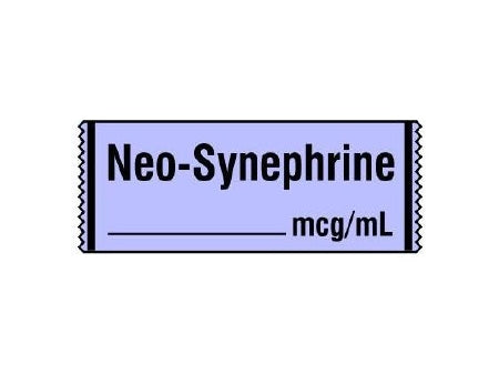 Shamrock Scientific Pre-Printed Label Anesthesia Label Neo-Synephrine / _____ mcg / mL Violet 1/2 X 500 Inch - SA-285