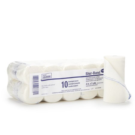 Shur-Band LF - Elastic Bandage 4 Inch X 5 Yard Standard Compression Single Hook and Loop Closure Natural NonSterile - 59540000