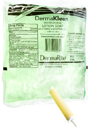 DermaRite Industries DermaKleen Antimicrobial Soap Lotion 1,000 mL Dispenser Refill Bag Scented - 0092BB