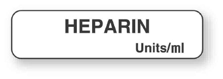 United Ad Label Pre-Printed Label Anesthesia Label Heparin / Units/ml White 5/16 X 1-1/4 Inch - ULAM119