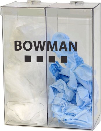 Bowman - PPE Dispenser BOWMAN Wall Mount 2-Compartment Clear 5.77 X 12.27 X 17.00 Inch PETG Plastic - BP-012