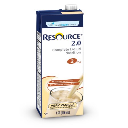 Nestle Healthcare Nutrition Resource 2.0 Oral Supplement Very Vanilla Flavor 32 oz. Carton Ready to Use - 10043900276004