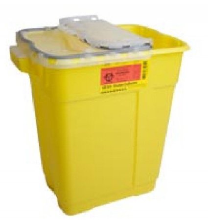 Becton Dickinson Chemotherapy Sharps Container 2-Piece 18-1/2 H X 17-3/4 W X 11-3/4 D Inch 9 Gallon Yellow Hinged Lid - 305603