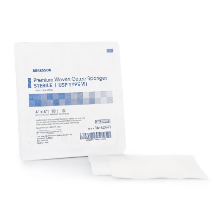 McKesson McKesson USP Type VII Gauze Sponge Cotton 12-Ply 4 X 4 Inch Square Sterile - 16-42441