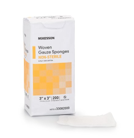 McKesson McKesson Gauze Sponge Cotton 8-Ply 3 X 3 Inch Square NonSterile - 33082000