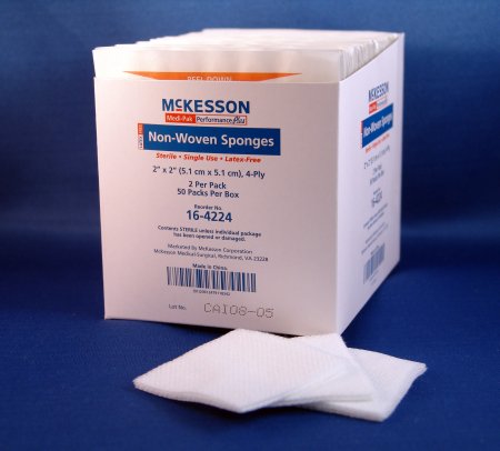 McKesson McKesson NonWoven Sponge Polyester / Rayon 4-Ply 2 X 2 Inch Square Sterile - 16-4224