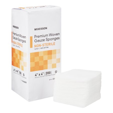 McKesson - Gauze Sponge Woven Cotton 12-Ply 4 X 4 Inch Square NonSterile - 12442000