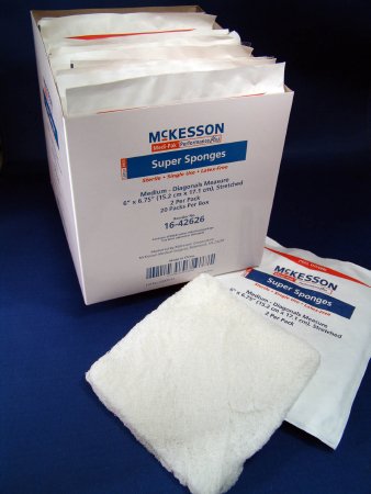 McKesson McKesson Fluff Dressing Cotton 6 X 6-3/4 Inch Rectangle Sterile - 16-42626