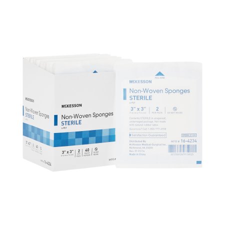 McKesson - Nonwoven Sponge Polyester / Rayon 4-Ply 3 X 3 Inch Square Sterile - 16-4234