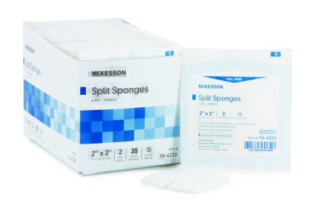 McKesson McKesson I.V. / Drain Split Dressing Poly / Rayon Blend 2 X 2 Inch Square Sterile - 16-4226