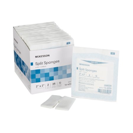 McKesson - I.V. / Drain Split Dressing Polyester / Rayon 2 X 2 Inch Sterile - 16-4226