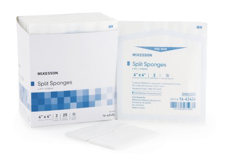 McKesson McKesson I.V. / Drain Split Dressing Poly / Rayon Blend 4 X 4 Inch Square Sterile - 16-42426