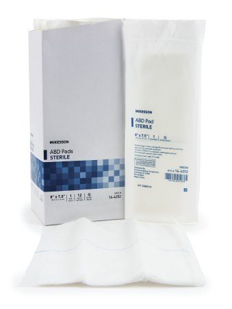 McKesson McKesson Abdominal Pad NonWoven Cellulose 7-1/2 X 8 Inch Rectangle Sterile - 16-4252