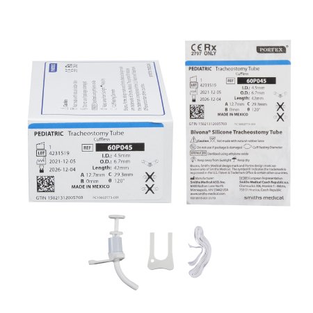 Bivona - Tracheostomy Tube V Neck Flange Size 4.5 Uncuffed - 60P045