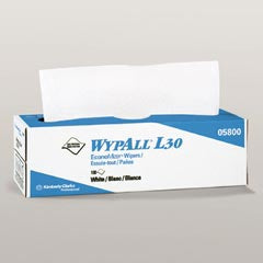 WypAll L30 - Task Wipe Light Duty White NonSterile Double Re-Creped 9-4/5 X 16-2/5 Inch Disposable - KCC05800