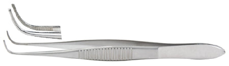 Miltex - Eye Dressing Forceps Takahashi 4 Inch Length OR Grade German Stainless Steel NonSterile NonLocking Thumb Handle Full Curved Serrated Tips - 18-783