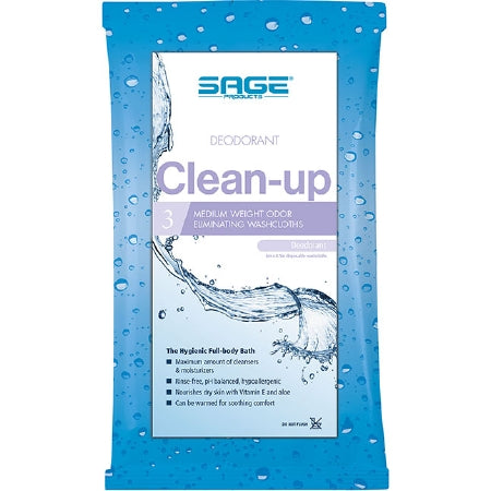 Sage Products Rinse-Free Bath Wipe Comfort Clean Up Soft Pack Aloe Scented 3 Count - 7943