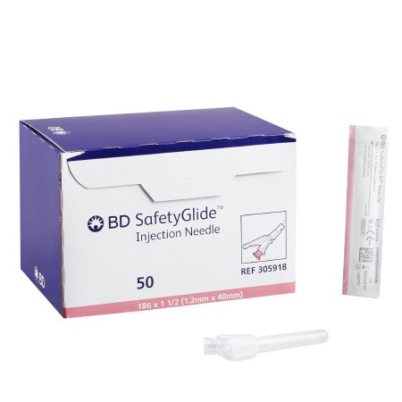 SafetyGlide - Hypodermic Needle Sliding Safety Needle 18 Gauge 1-1/2 Inch Length Regular Wall - 305918