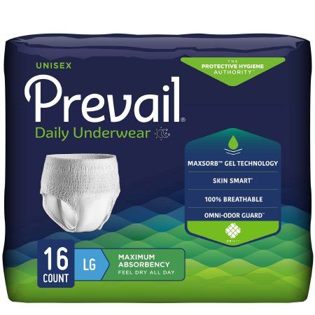 Prevail - Unisex Adult Absorbent Underwear Pull On with Tear Away Seams Large Disposable Heavy Absorbency - PVS-513