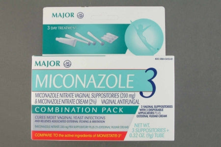 Major Pharmaceuticals Major Vaginal Antifungal Kit 2% Strength / 200 mg Cream / Suppository 3 per Box Applicator - 904541501