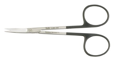 Miltex Miltex SuperCut Iris Scissors 4-1/2 Inch Length OR Grade Stainless Steel (German) NonSterile Finger Ring Handle Curved Blade Sharp/Sharp - 5-SC-306