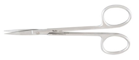 Economy - Iris Scissors 4-1/2 Inch Length Floor Grade Stainless Steel Finger Ring Handle Straight Blade Sharp Tip / Sharp Tip - EG5-304