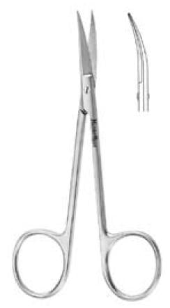 Miltex Economy Iris Scissors 4-1/2 Inch Length Floor Grade Stainless Steel Finger Ring Handle Curved Blade Sharp/Sharp - EG5-306