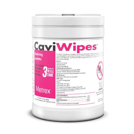 CaviWipes - Surface Disinfectant Premoistened Alcohol Based Manual Pull Wipe 160 Count Canister Alcohol Scent NonSterile - 13-1100