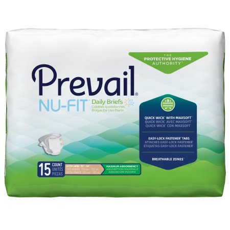 Prevail Nu-Fit - Unisex Adult Incontinence Brief X-Large Disposable Heavy Absorbency - NU-014/1