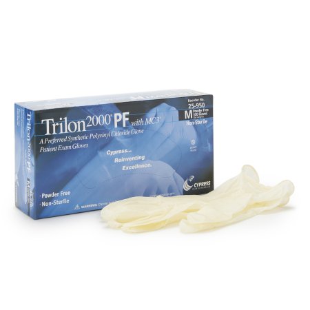 Trilon 2000 PF with MC3 - Exam Glove Medium NonSterile Stretch Vinyl Standard Cuff Length Smooth Ivory Not Chemo Approved WITH PROP. 65 WARNING - 25-950