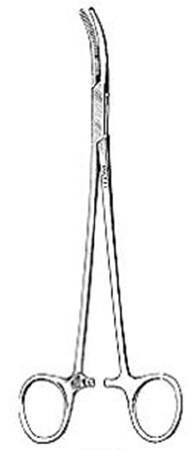 Miltex Miltex Hemostatic Forceps Schnidt 7-1/2 Inch OR Grade Stainless Steel (German) NonSterile Ratchet Lock Finger Ring Handle Curved Serrated Tip - 22-662