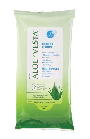 Convatec Rinse-Free Bath Wipe Aloe Vesta Soft Pack Dimethicone Scented 8 Count - 325521