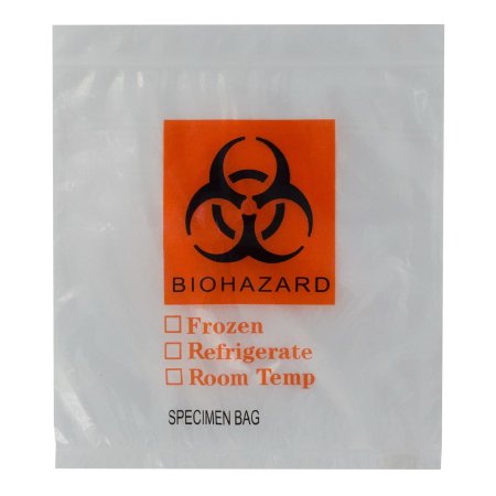 RD Plastics Company - Specimen Transport Bag with Document Pouch 12 X 15 Inch Zip Closure Biohazard Symbol / Storage Instructions NonSterile - Q606