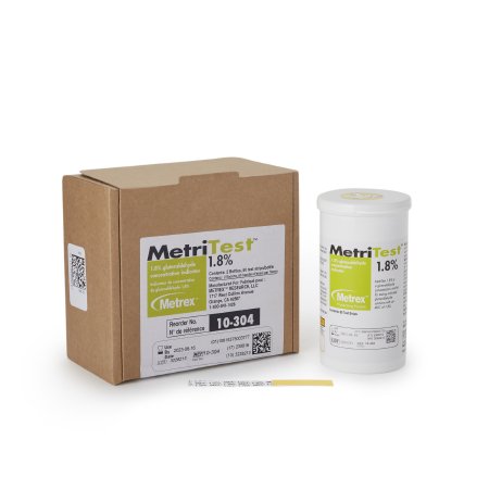 MetriTest 1.8% - Glutaraldehyde Concentration Indicator Pad 60 Test Strips Bottle Single Use - 10-304