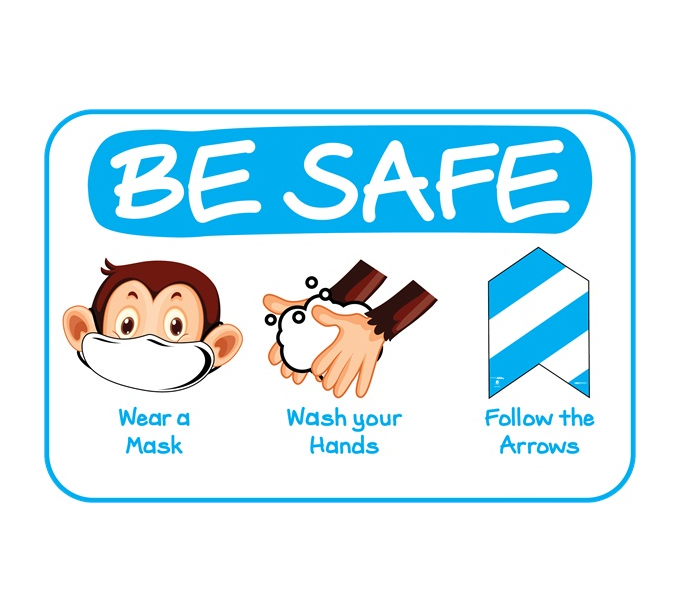 BeSafe Messaging Education Wall Decals - Blue & White, 6" x 9", Pack of 3