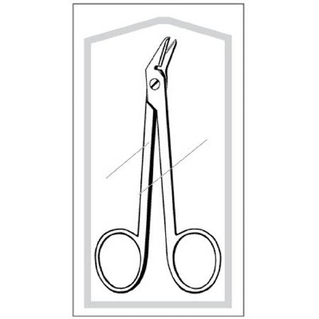 Econo - Wire Cutting Scissors 4-3/4 Inch Length Floor Grade Stainless steel Sterile Finger Ring Handle Angled Blunt Tip / Blunt Tip - 96-2519