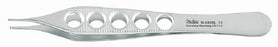 Miltex Miltex Tissue Forceps Adson 4-3/4 Inch OR Grade Stainless Steel (German) NonSterile NonLocking Fenestrated Thumb Handle Straight Serrated Tips w/1 X 2 Teeth - 6-120XL