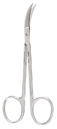 Miltex - Iris Scissors 4-1/2 Inch Length Surgical Grade Stainless Steel NonSterile Finger Ring Handle Side Curved Blade Sharp Tip / Sharp Tip - 5D-303