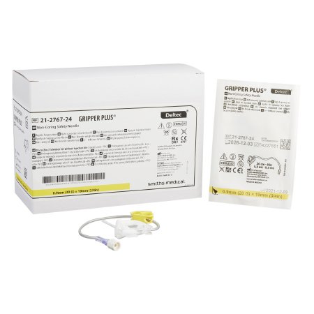 Gripper Plus - Huber Infusion Set 20 Gauge 3/4 Inch 8 Inch Tubing Without Port - 21-2767-24