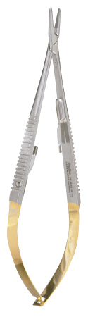 Miltex Needle Holder 5-1/2 Inch Straight, Serrated Jaws Spring Handle - 18-1828A-TC
