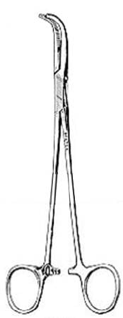 Miltex - Hemostatic Forceps Sawtell 7-1/2 Inch Length OR Grade German Stainless Steel NonSterile Ratchet Lock Finger Ring Handle Curved Serrated Tip - 22-668