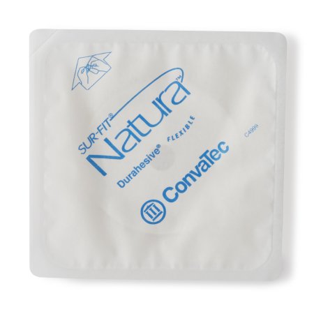 Sur-Fit Natura - Ostomy Barrier Trim to Fit, Extended Wear Durahesive Tan Tape 45 mm Flange Hydrocolloid 1 to 1-1/4 Inch Opening 4 X 4 Inch - 413166