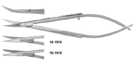 Miltex - Corneal Scissors Castroviejo 3-3/4 Inch Length OR Grade German Stainless Steel NonSterile Thumb Handle with Spring Curved Blade Sharp Tip / Sharp Tip - 18-1576