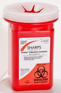 Sharps Compliance Pro-Tec Sharps Container 1-Piece 1 Quart Red Snap On Lid - 60100-120