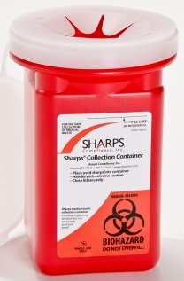 Pro-Tec - Sharps Container 7 H X 4.5 W X 4.5 L Inch 1 Quart Red Base / Translucent Lid Vertical Entry Snap On Lid - 60100-120