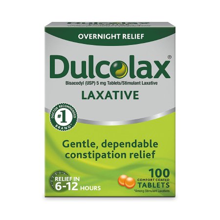 Dulcolax - Laxative Tablet 100 per Box 5 mg Strength Bisacodyl USP - 81421002004