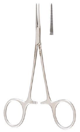 Integra Lifesciences - Mosquito Forceps Jacobson-Micro 5 Inch Length Surgical Grade Stainless Steel NonSterile Ratchet Lock Finger Ring Handle Straight Extremely Delicate Serrated Tips - 17-2600