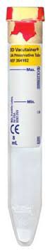 Becton Dickinson BD Vacutainer Urinalysis Tube Conical Bottom Chlorhexadine / Ethyl Paraben / Sodium Propionate Additive 16 X 100 mm 8 mL Red / Yellow Mottled Conventional Closure Plastic Tube - 364992