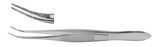 Miltex Miltex Eye Dressing Forceps 4 Inch OR Grade Stainless Steel (German) NonSterile NonLocking Thumb Handle Half Curved Serrated Tips - 18-782