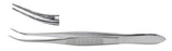 Miltex - Eye Dressing Forceps 4 Inch Length OR Grade German Stainless Steel NonSterile NonLocking Thumb Handle Half Curved Serrated Tips - 18-781